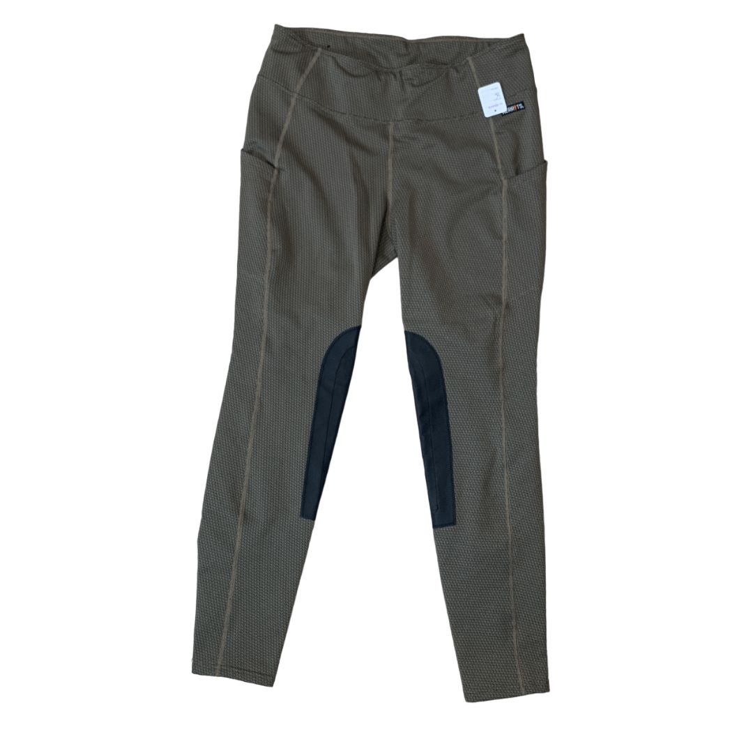 Kerrits 'Fleece Lite' Riding Tights in Tan Harringbone - X-Large