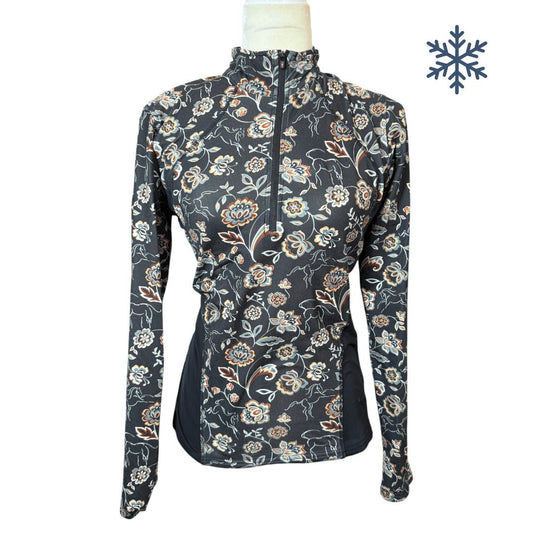 Kerrits 1/4 Zip Fleece LS Riding Shirt in Floral - Woman's Small