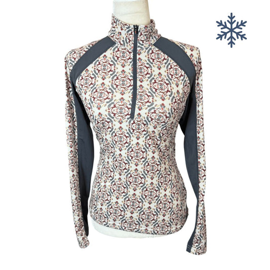 Kerrits 1/4 Zip Fleece LS Riding Shirt in Floral - Woman's Small