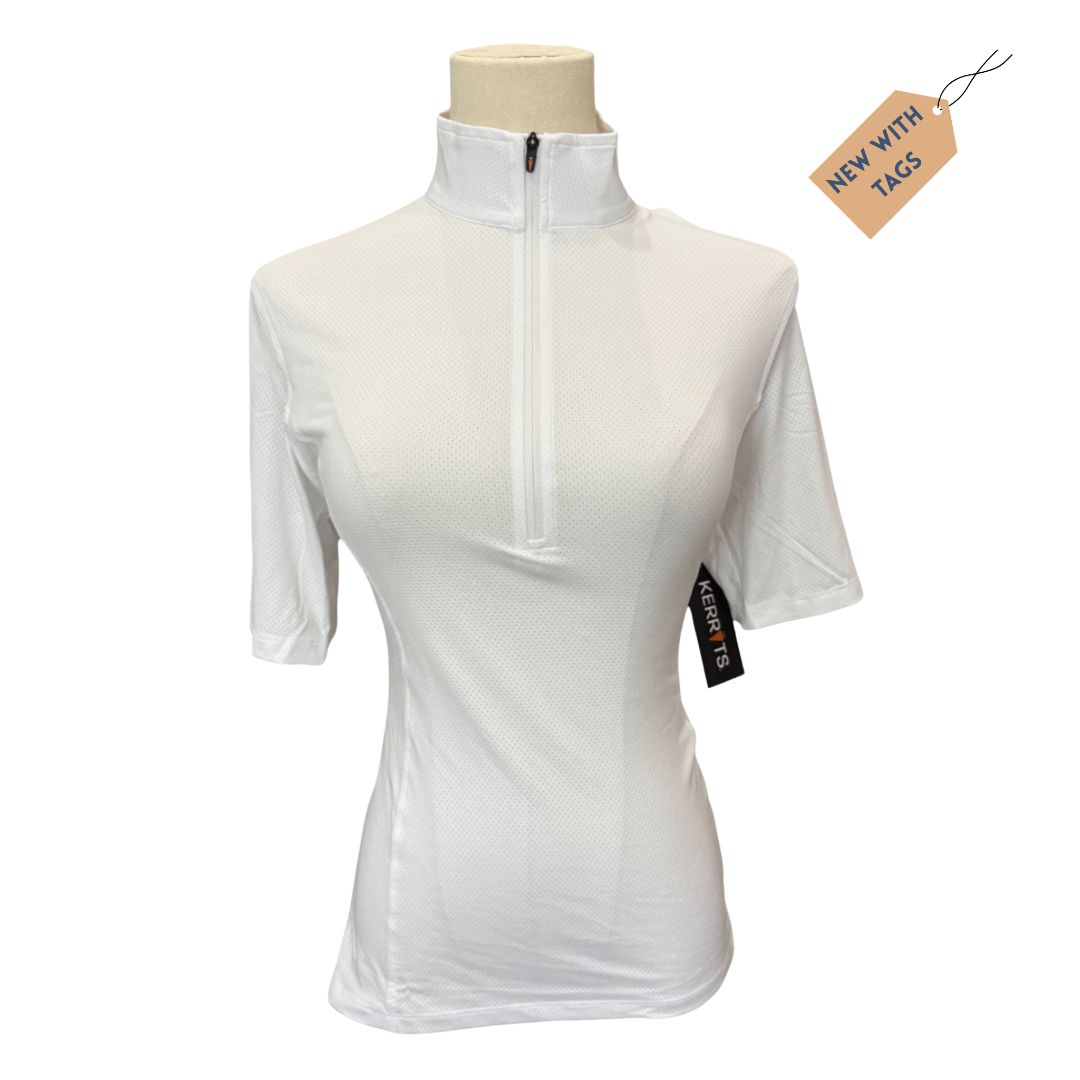 Kerrits 1/4 Zip Ice Fil SS Show Shirt in White - Woman's Small