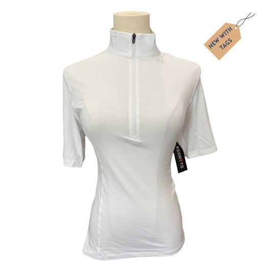 Kerrits 1/4 Zip Ice Fil SS Show Shirt in White - Woman's Small