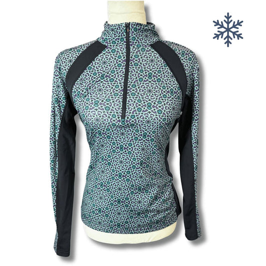 Kerrits 1/4 Zip Fleece LS Riding Shirt in Geometric - Woman's Small