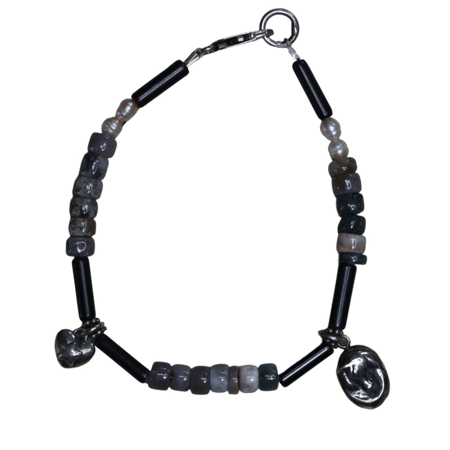 Natural Stone Beaded Charm Bracelet