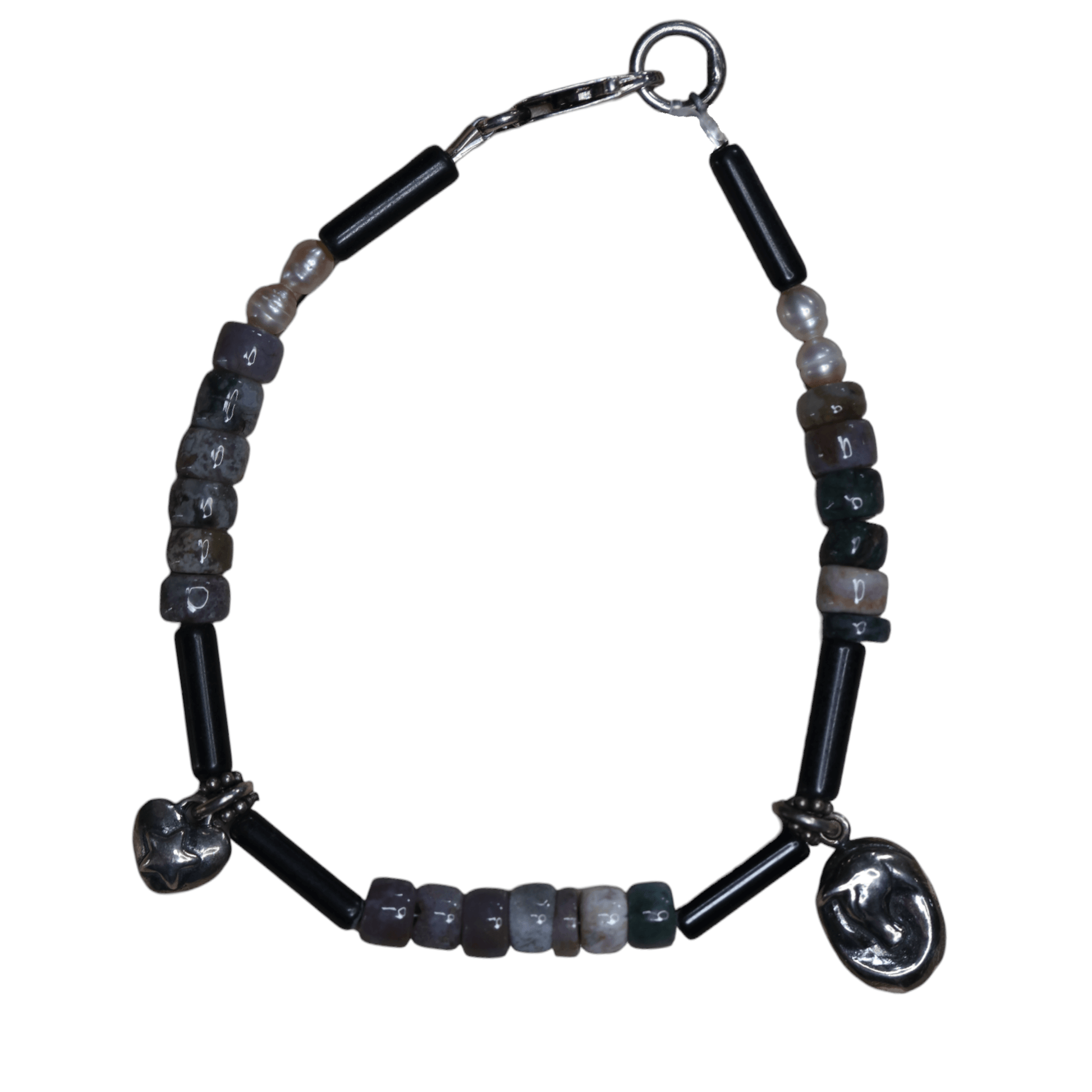 Natural Stone Beaded Charm Bracelet