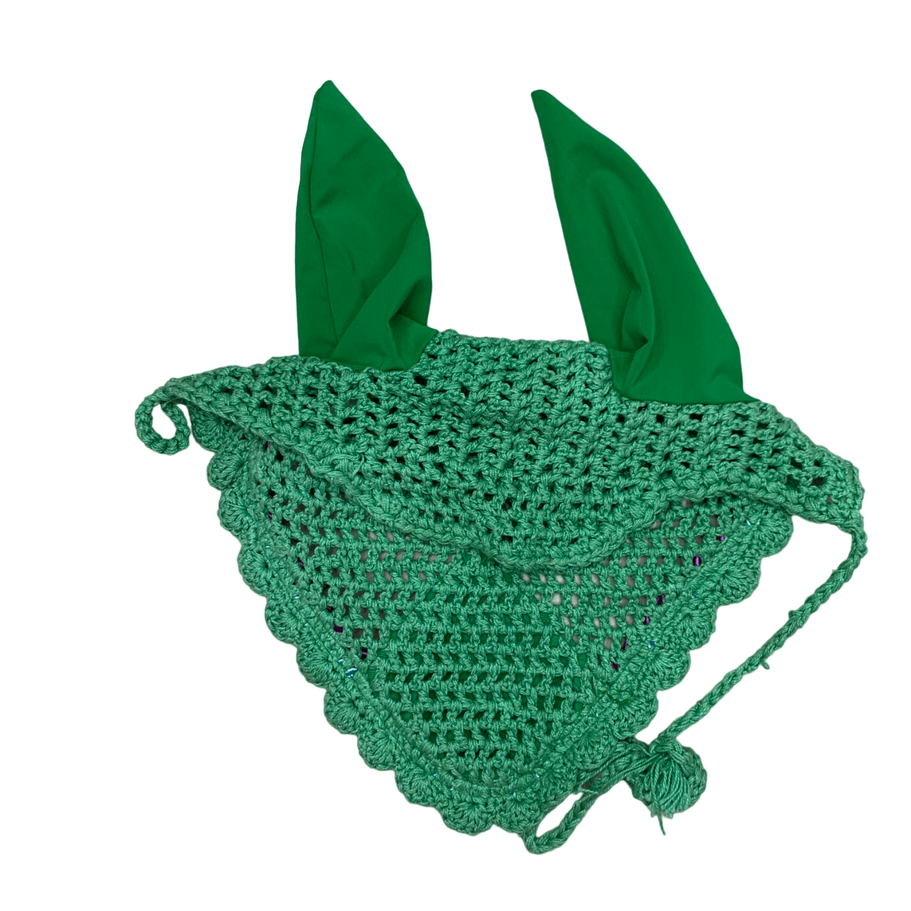 Crocheted Fly Bonnet in Green - Pony