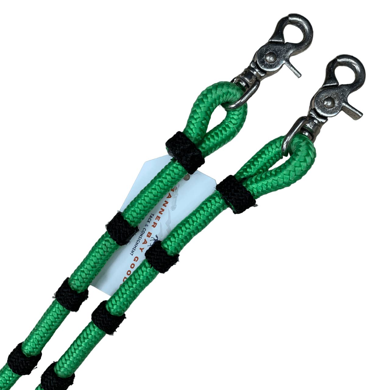 Nylon Solid Loop Rope Trail Reins in Bright Green - 8'
