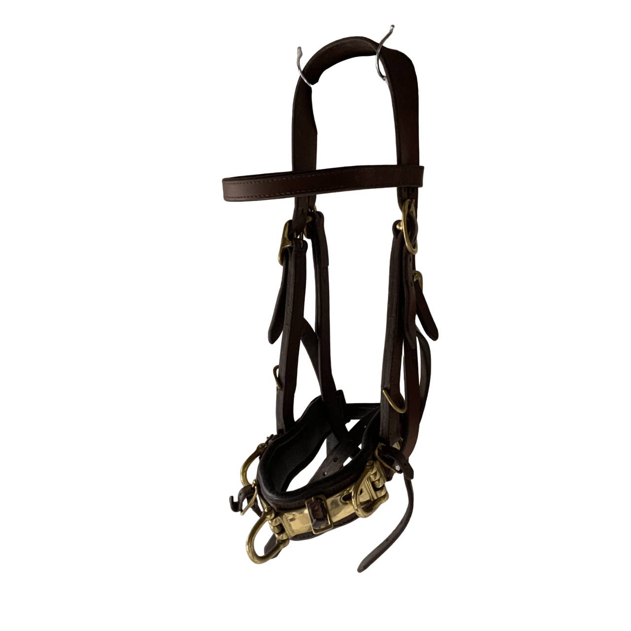German Leather Lunging Cavesson in Brown Full Banner Bay Tack