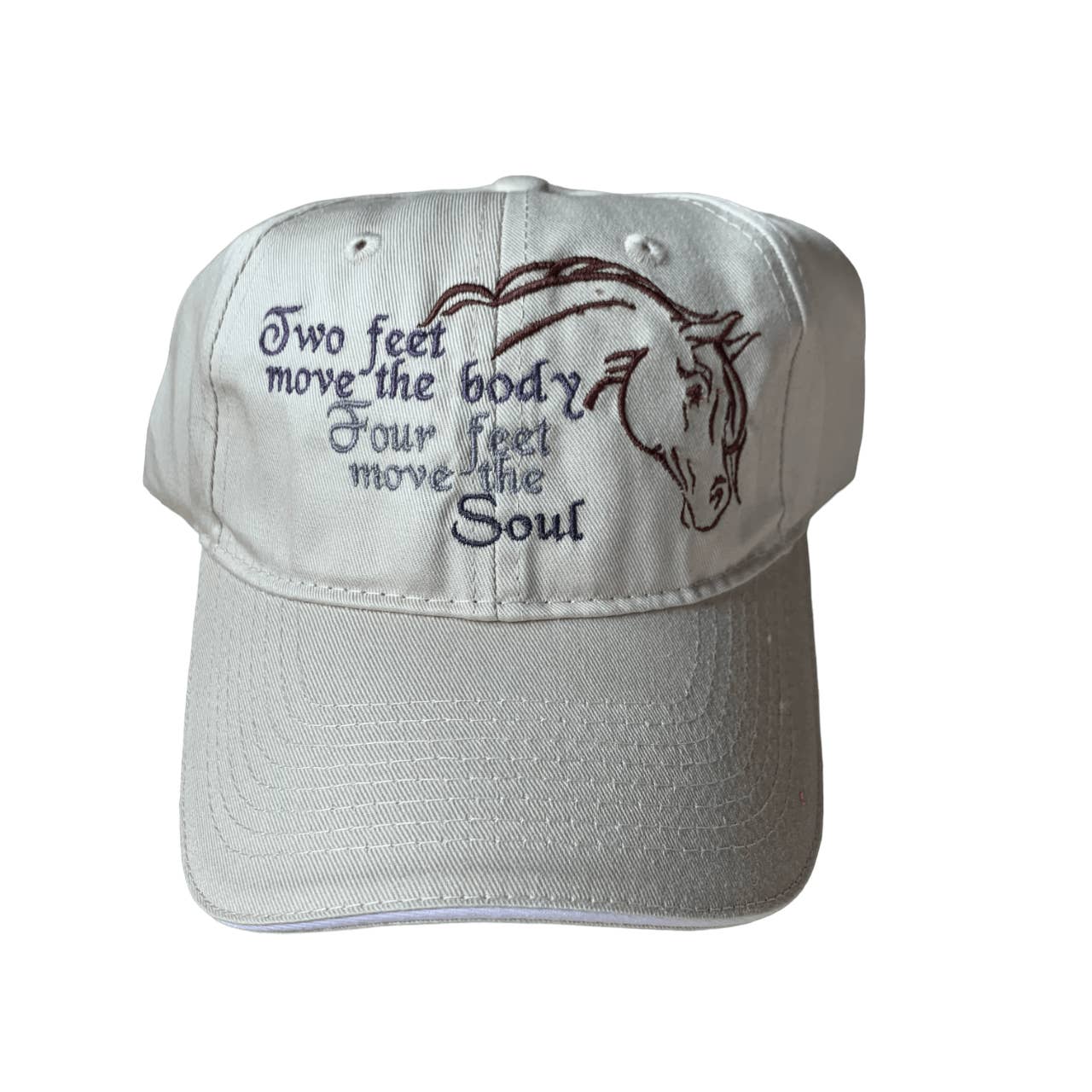 'Two Feet Move the Body, Four Feet Move the Soul' Embroidered Baseball Cap