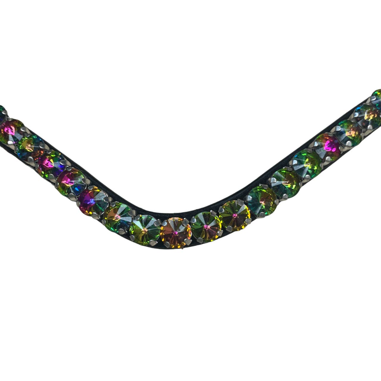 ECTTack Rainbow Rhinestone Curved Browband in Black - Full