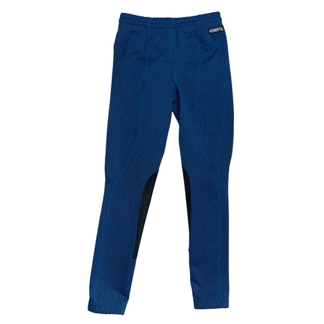 Kerrits 'Fleece Lite II' Riding Tight in Blue Harringbone - Youth Small