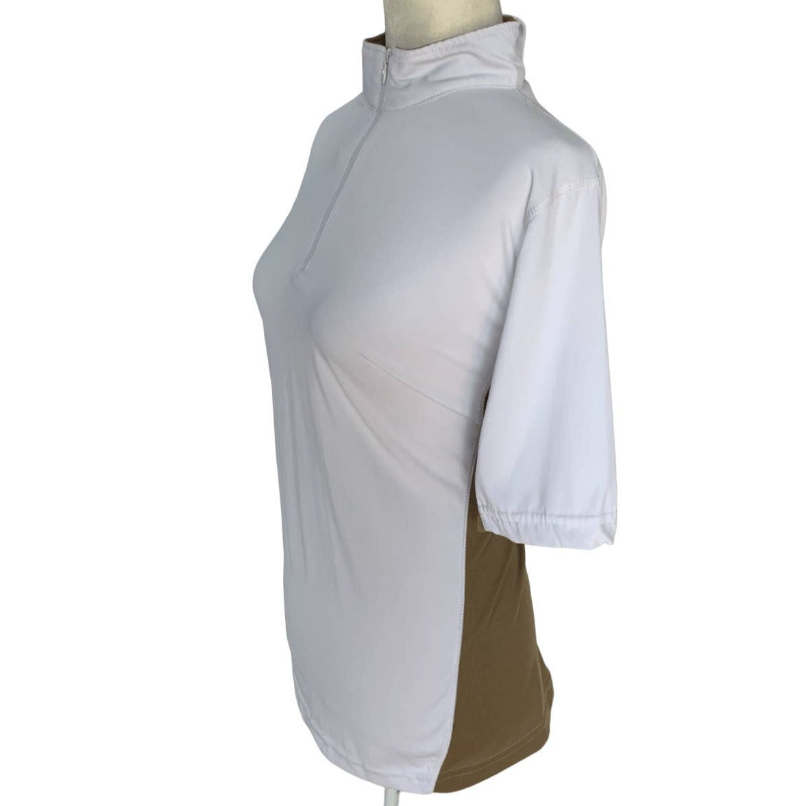 Equine Couture Sportif Riding Shirt in White / Tan - Woman's X-Large