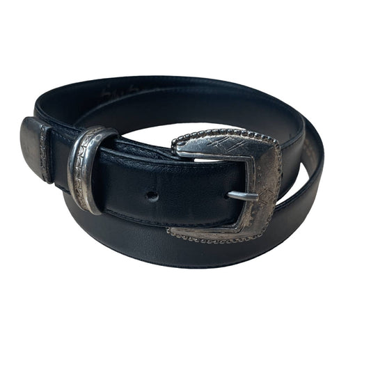 Billy Belts Vintage Leather Concho Western Show Belt in Black - 30