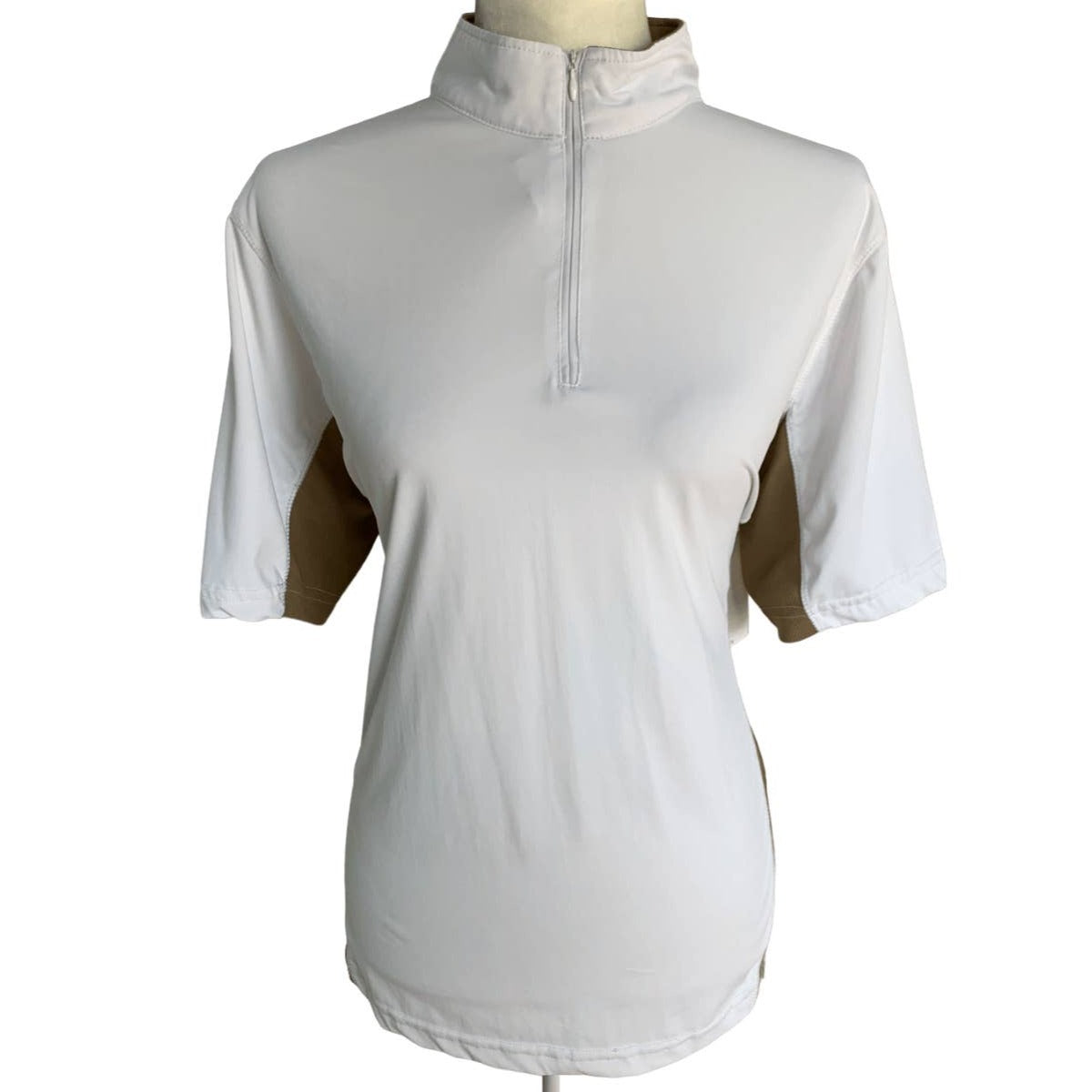 Equine Couture Sportif Riding Shirt in White / Tan - Woman's X-Large