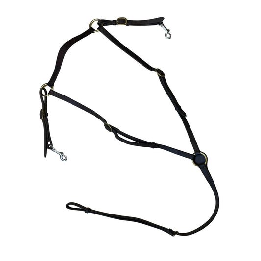 3-Point  Flat Leather Breastplate in Brown - Full