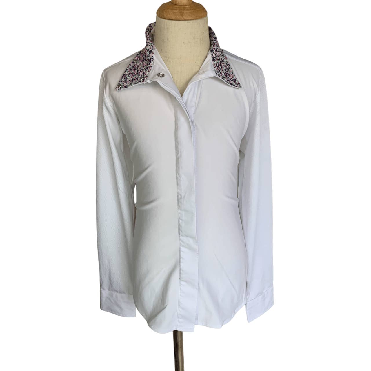 Ovation 'Ellie' Show Shirt in White / Purple Flowers - Youth 10