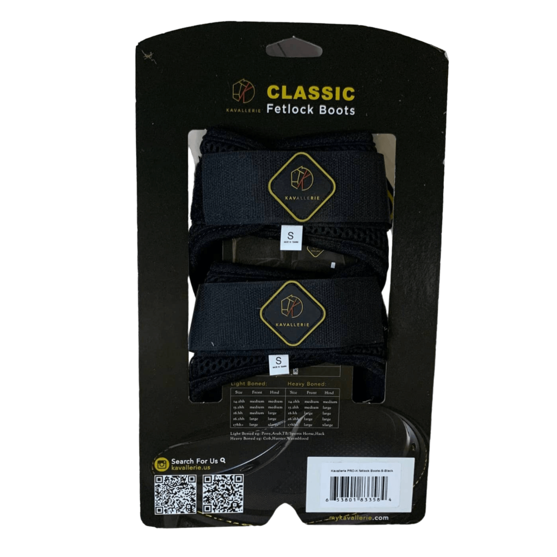 Kavalliere Pro-K Classic Fetlock Boots in Black - Small