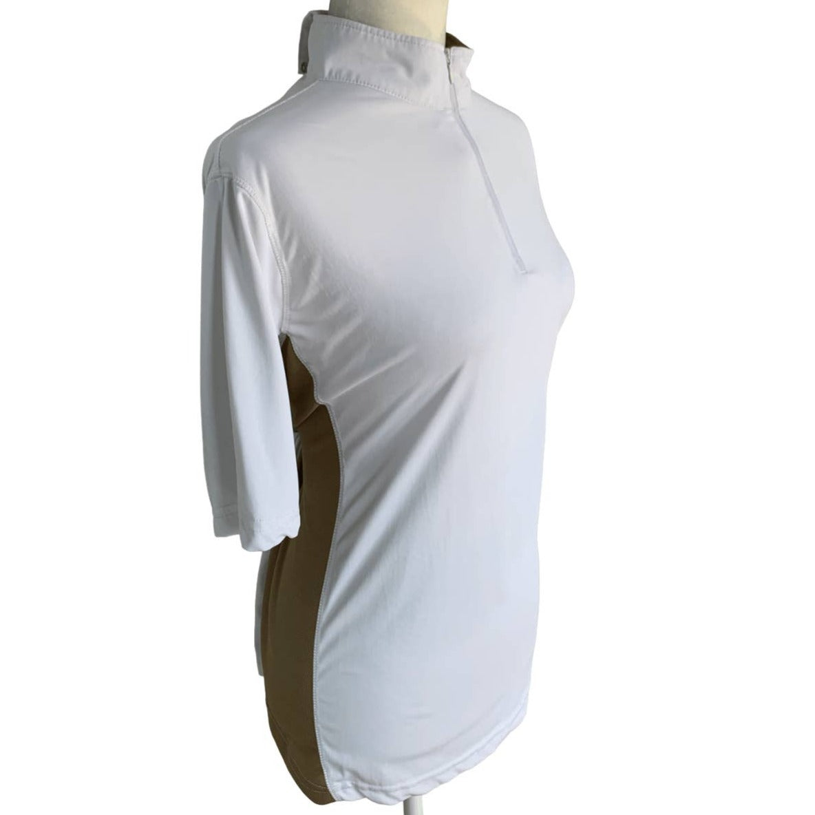 Equine Couture Sportif Riding Shirt in White / Tan - Woman's X-Large