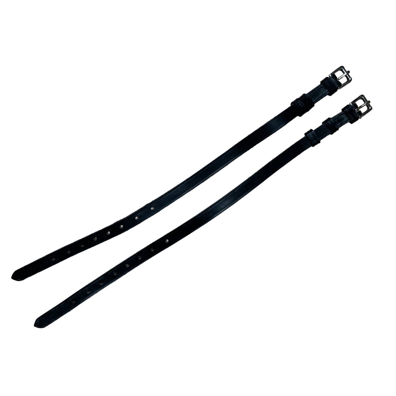 Leather Spur Straps in Black - 15"