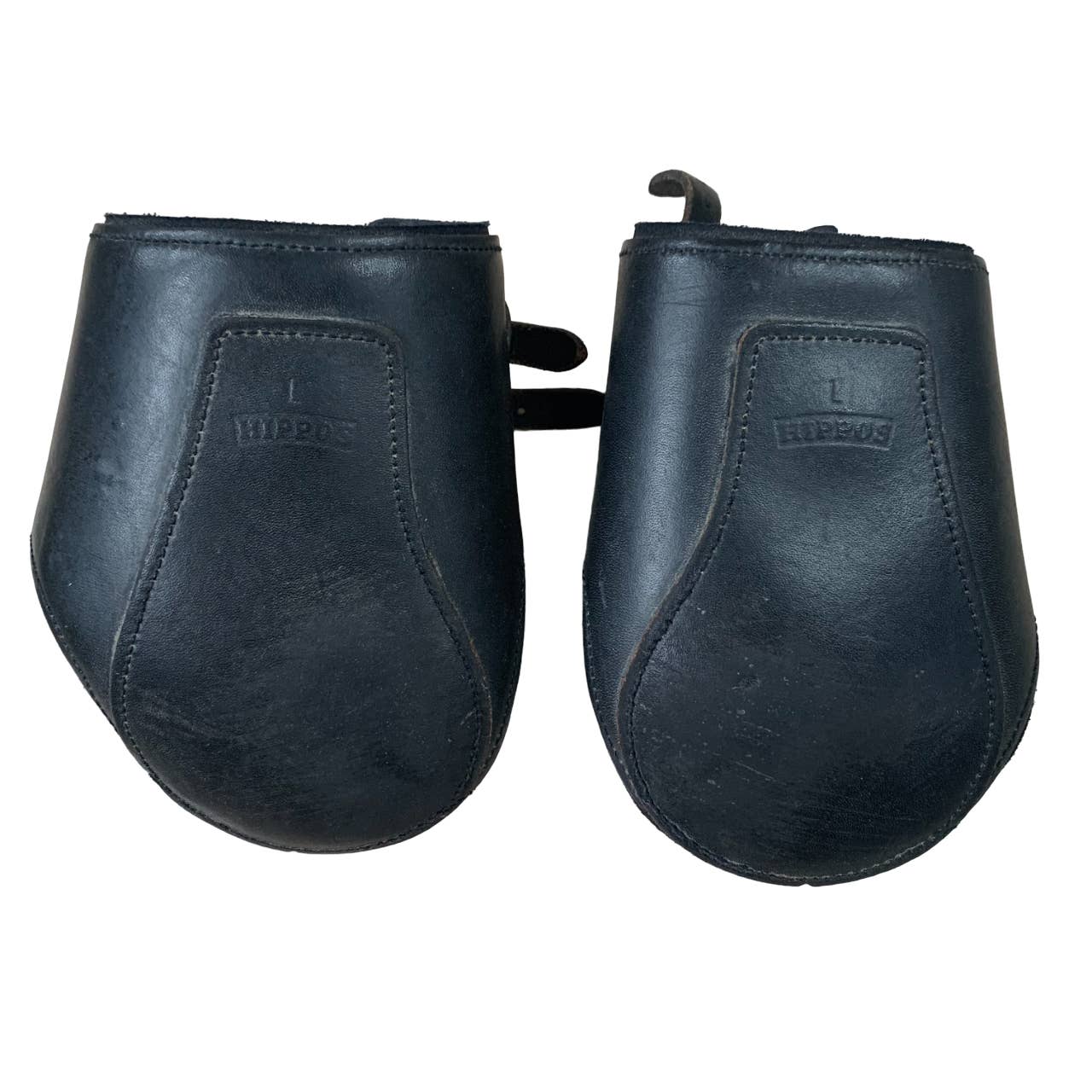 Hippos Swiss Made Leather Open Front Fetlock Boots in Black - Large