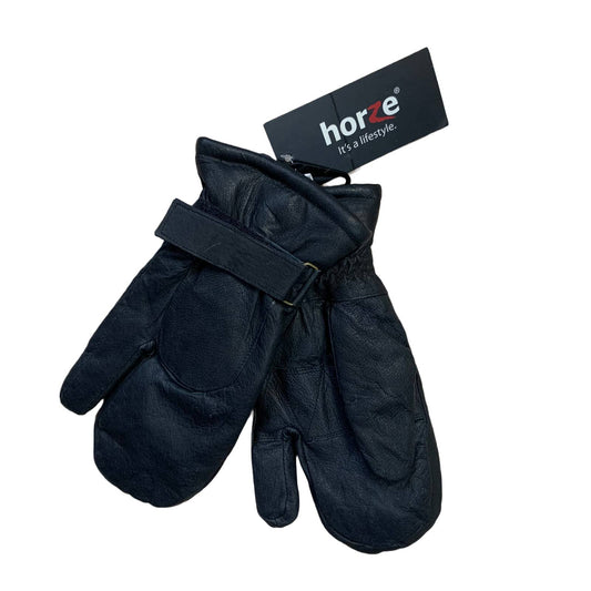 Horze Leather Riding Mittens in Black - Woman's XS