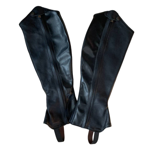 Sergio Grasso 'Pinerolo' Leather Half Chaps in Black - Unisex 47/41